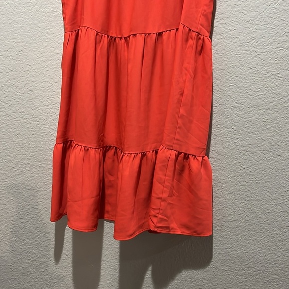 LOFT Women’s Orange Tiered Swing Dress Crew Neck Sleeveless Size XS Cruise Wear - Picture 6 of 9